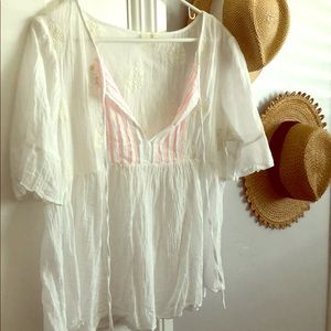 Sheer Embroidered Blouse